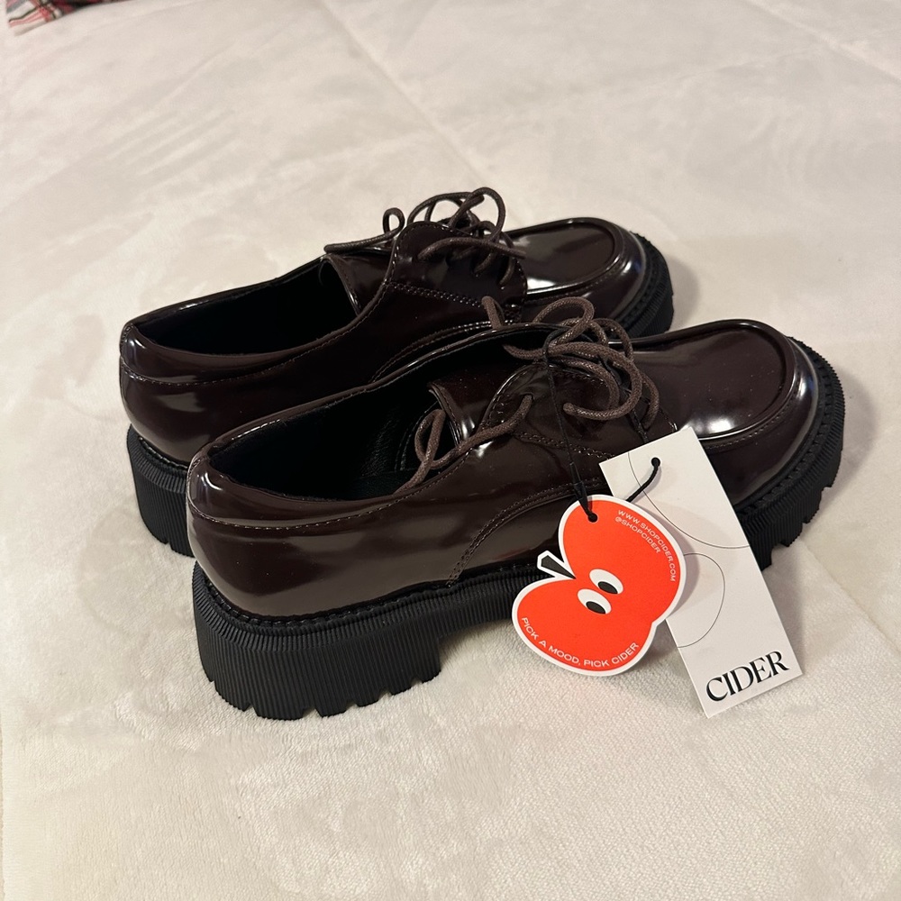 Platform polished loafers - coffee